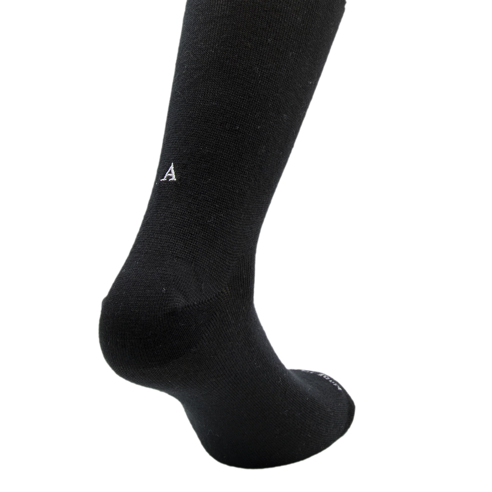 Calze Uomo Cotone Stretch | Nero Iniziali Ricamate Grigie | Taglia 46/48 | Lunghezza Ginocchio
