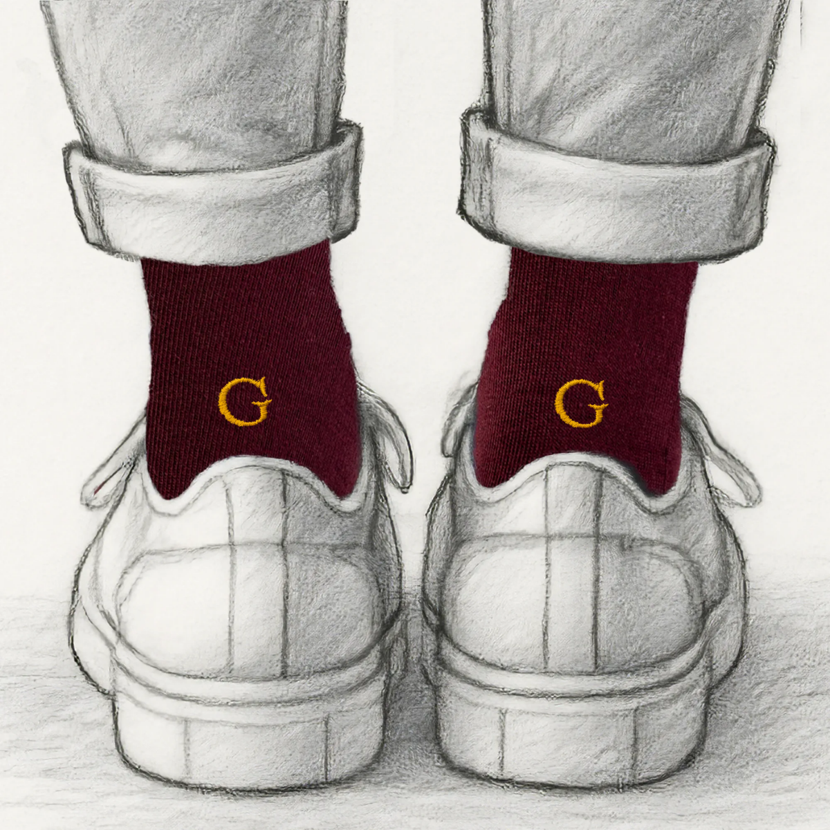 Blaue Herrensocken mit roten Initialen – Stretch-Baumwolle – Größe 40/45 – 101