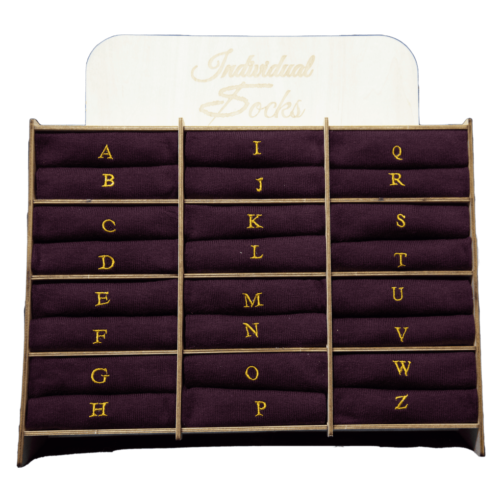 Calze Uomo Cotone Stretch | Bordeaux Iniziali Ricamate Senape | Taglia 40/45 | Lunghezza Ginocchio