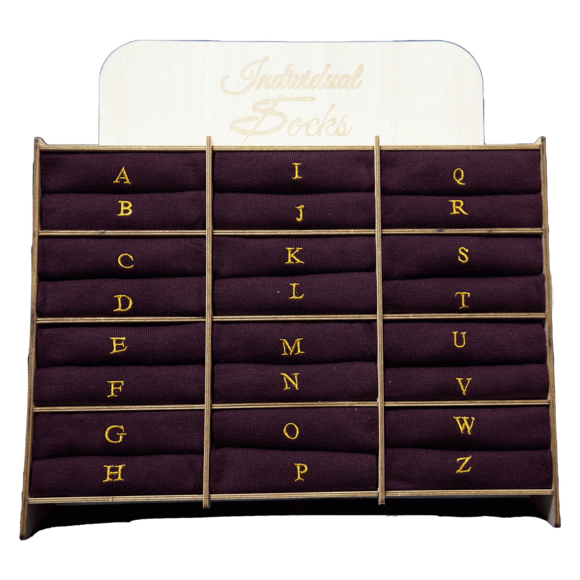 Calze Uomo Cotone Stretch | Bordeaux Iniziali Ricamate Senape | Taglia 40/45 | Lunghezza Ginocchio