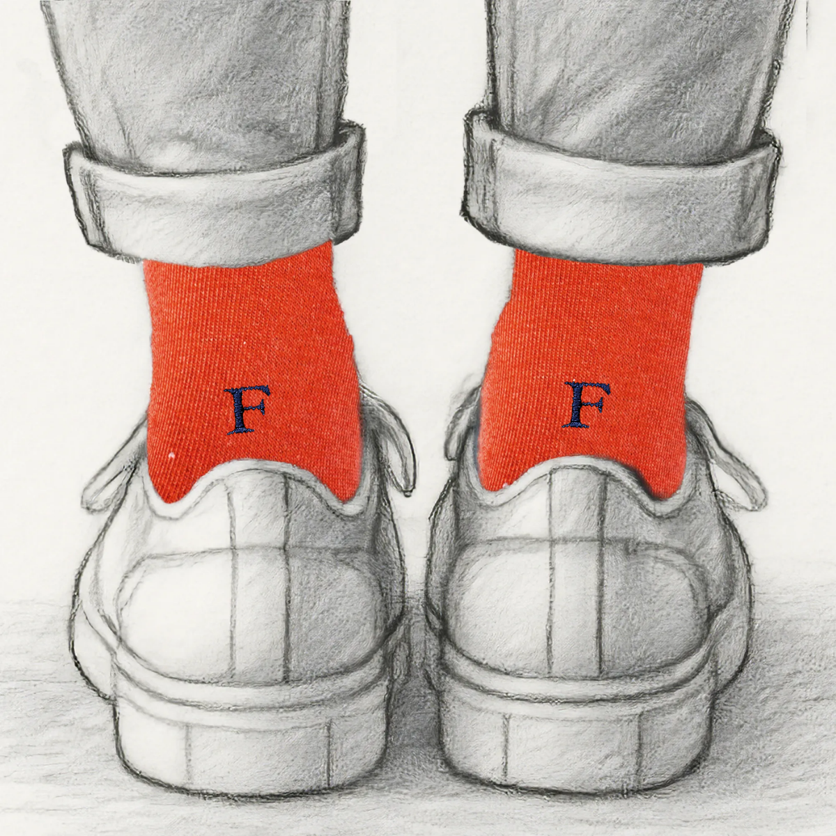 Blaue Herrensocken mit roten Initialen – Stretch-Baumwolle – Größe 40/45 – 101