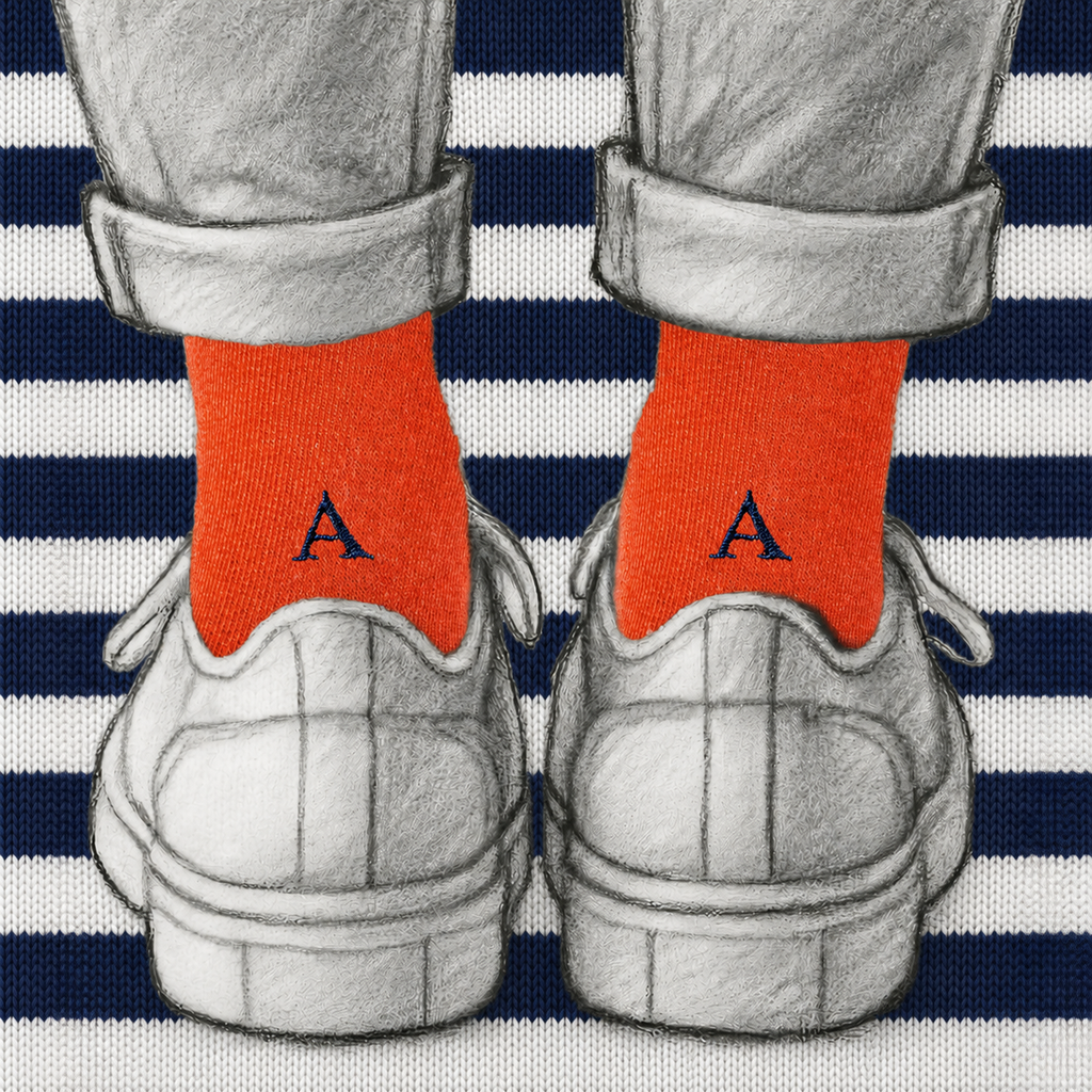 Men's Blue Socks with Red Initials - Stretch Cotton - Size 40/45 - 101