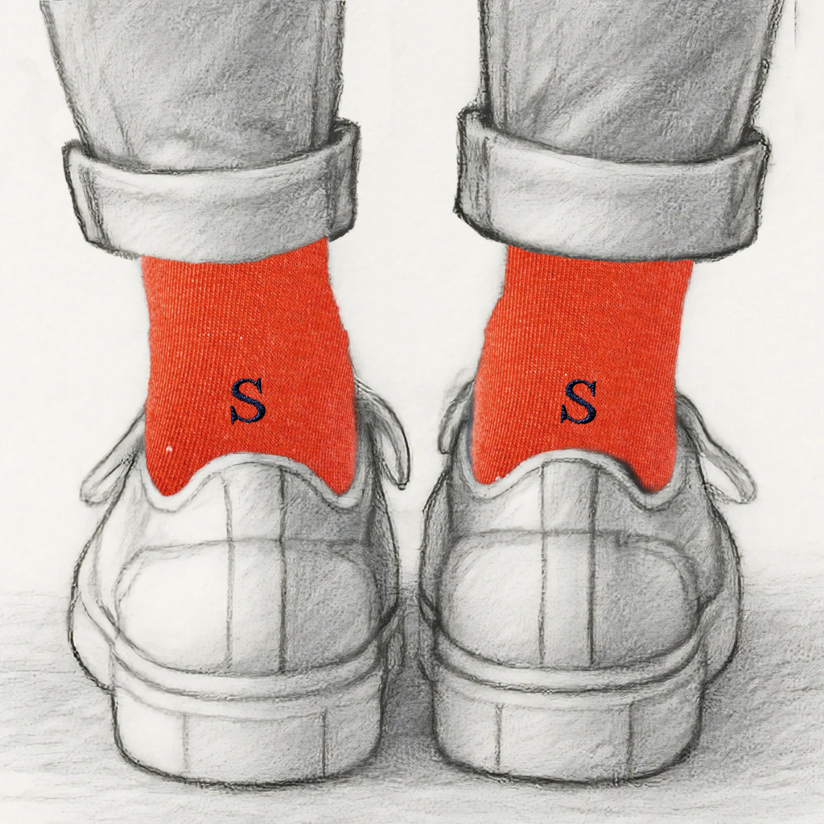 Blaue Herrensocken mit roten Initialen – Stretch-Baumwolle – Größe 40/45 – 101