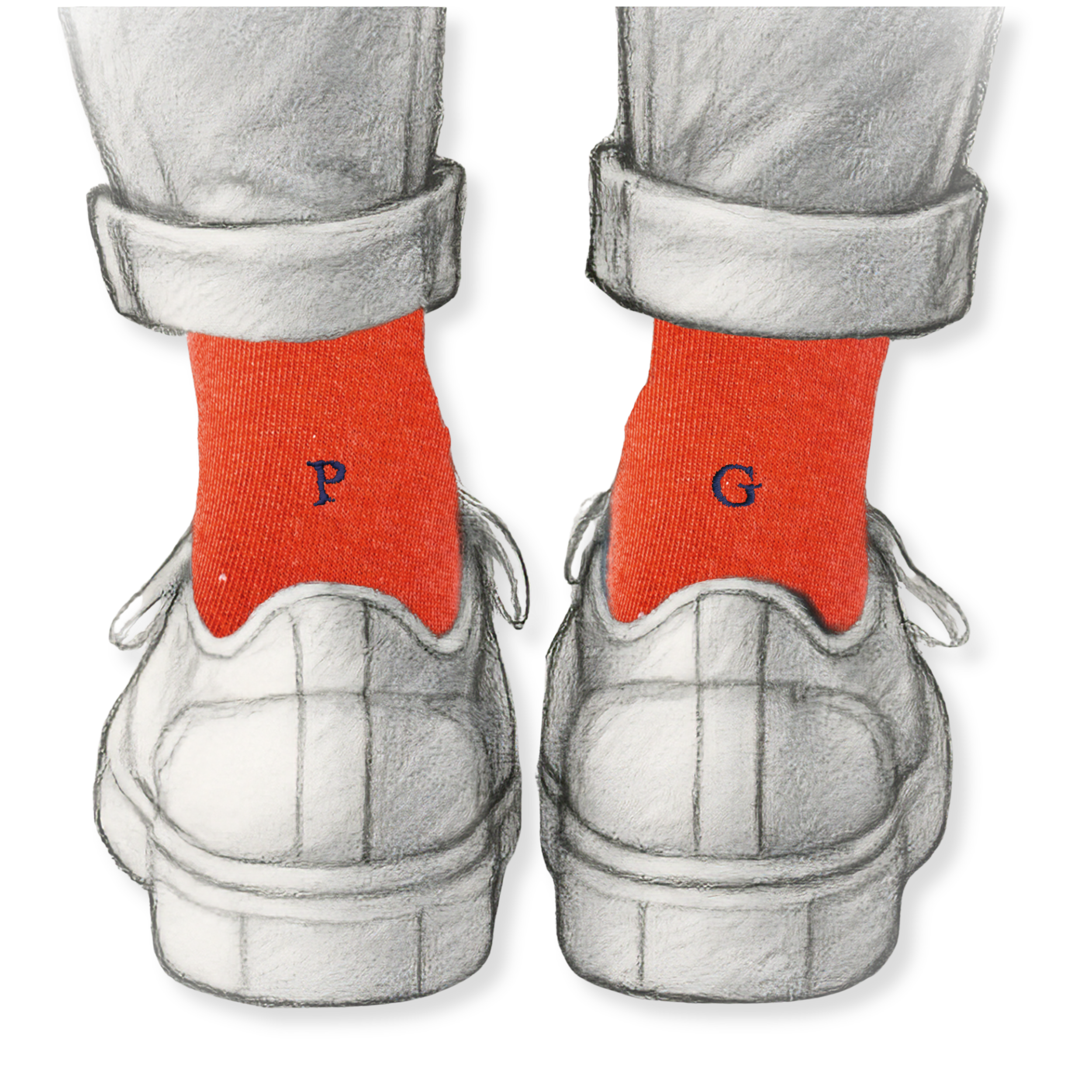 Calze Uomo Cotone Stretch | Arancio Iniziali Ricamate Blu | Taglia 40/45 | Lunghezza Ginocchio