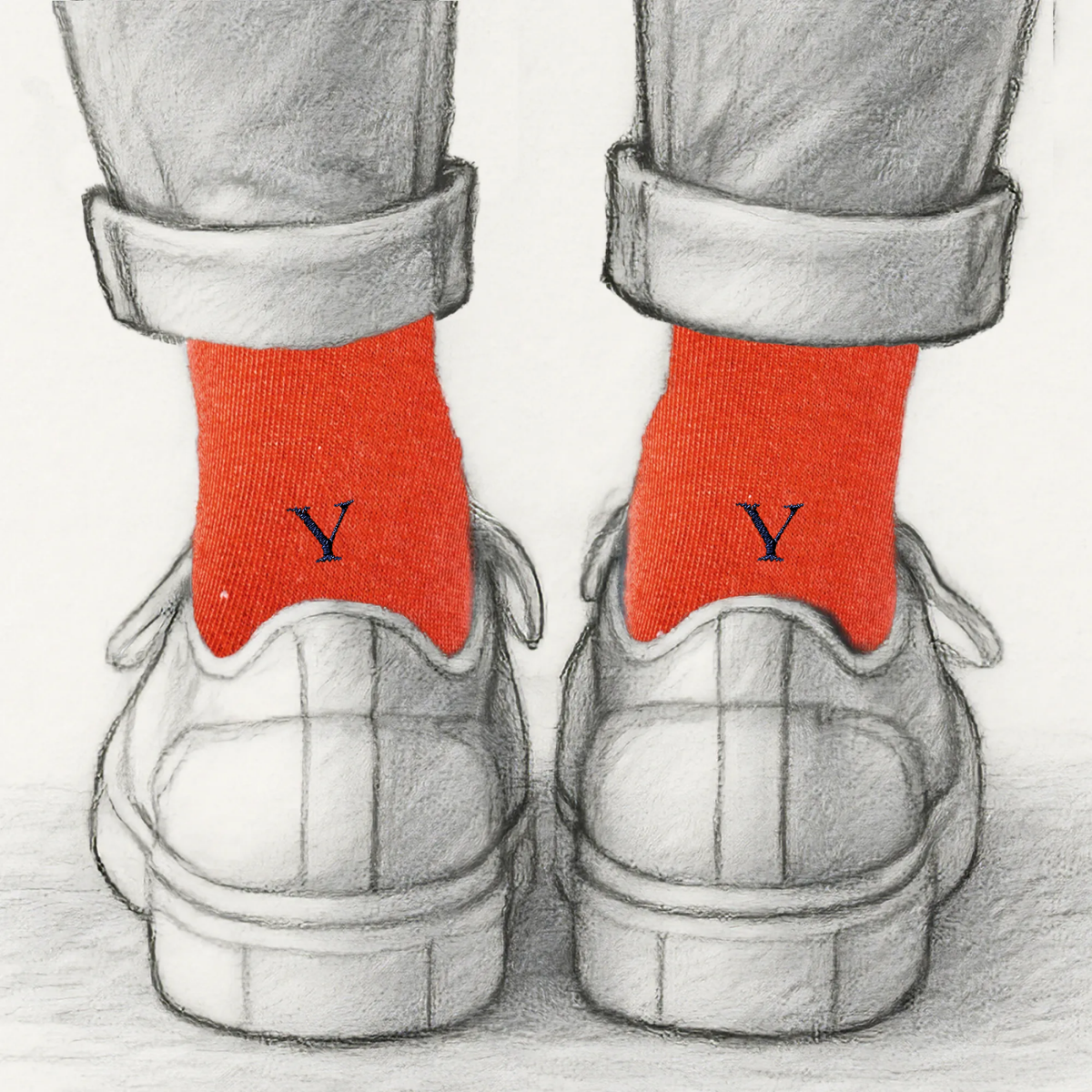 Blaue Herrensocken mit roten Initialen – Stretch-Baumwolle – Größe 40/45 – 101