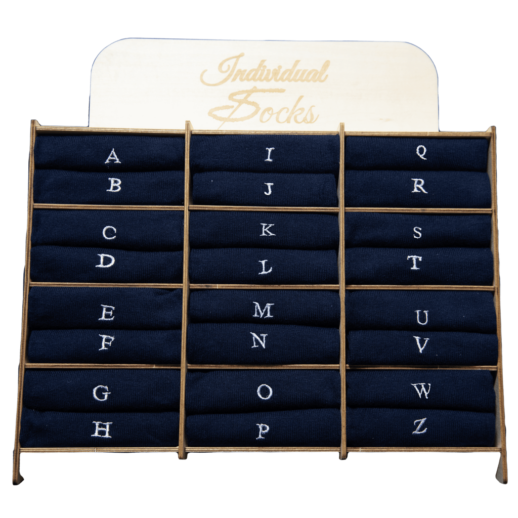 Calze Uomo Cashmere Blend | Blu iniziali Ricamate Grigio | Lunghezza Ginocchio