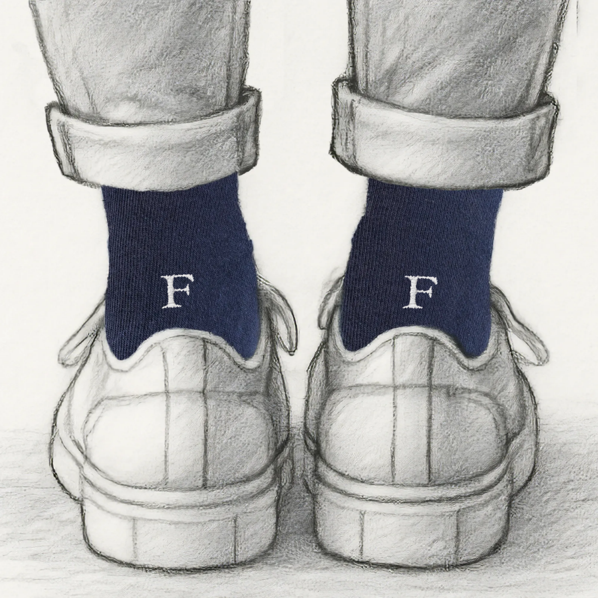 Calcetines azules para hombre con iniciales rojas - Algodón elástico - Talla 40/45 - 101