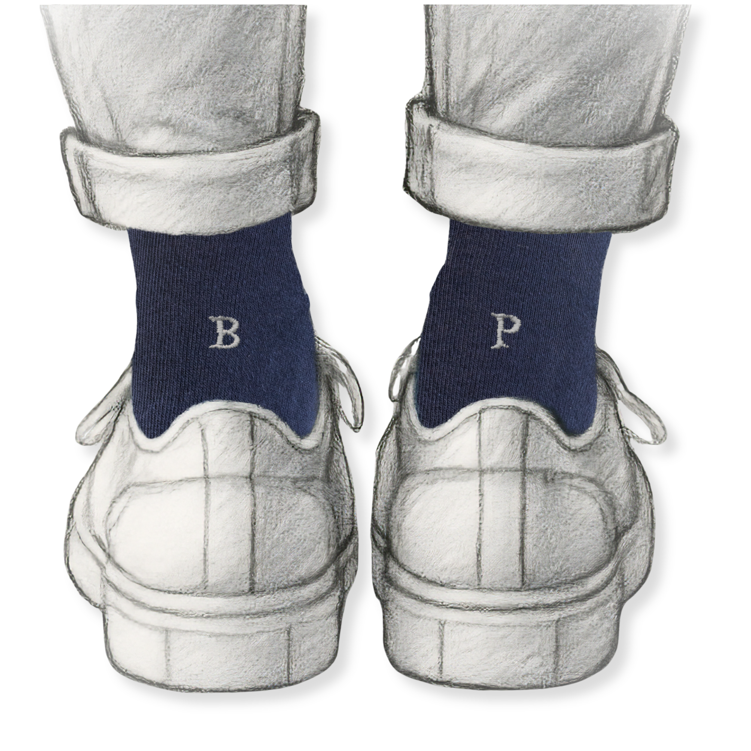 Calze Uomo Cotone Stretch | Blu Iniziali Ricamate Grigie | Taglia 40/45 | Lunghezza Ginocchio