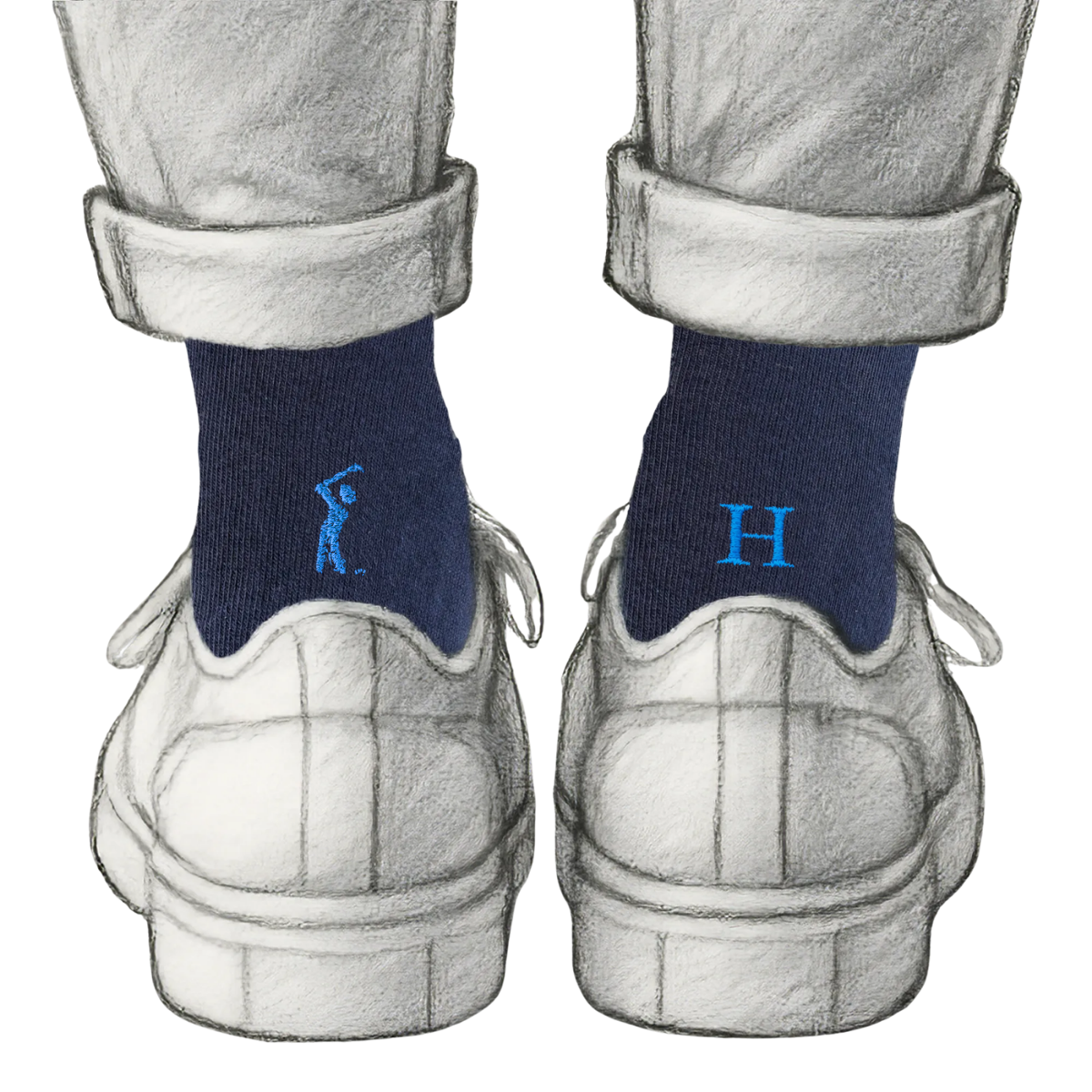 Blaue Herrensocken mit roten Initialen – Stretch-Baumwolle – Größe 40/45 – 101