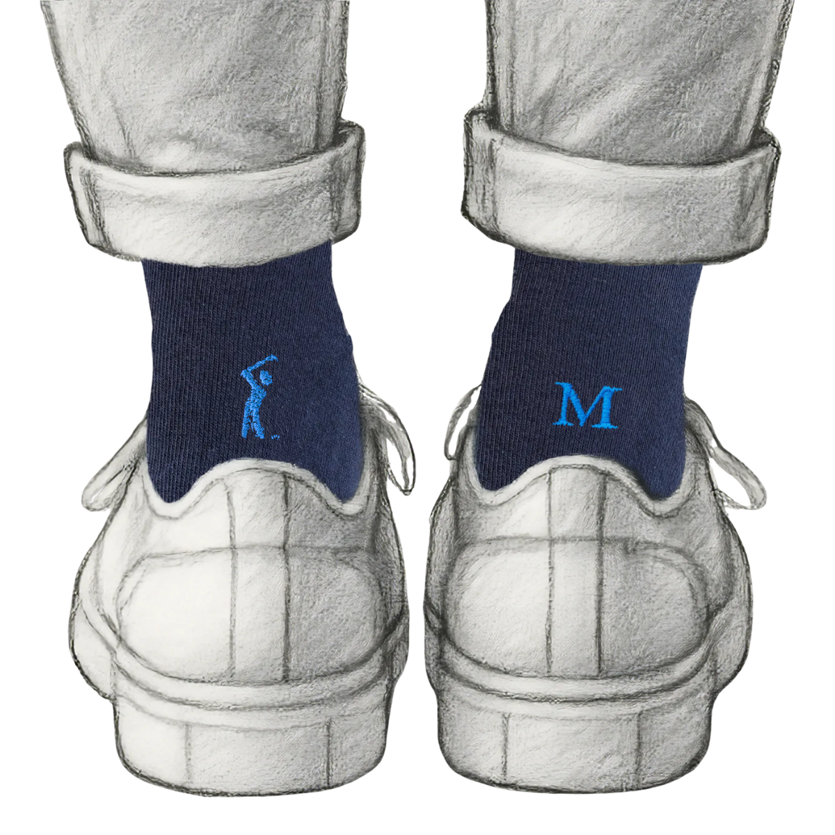 Blaue Herrensocken mit roten Initialen – Stretch-Baumwolle – Größe 40/45 – 101