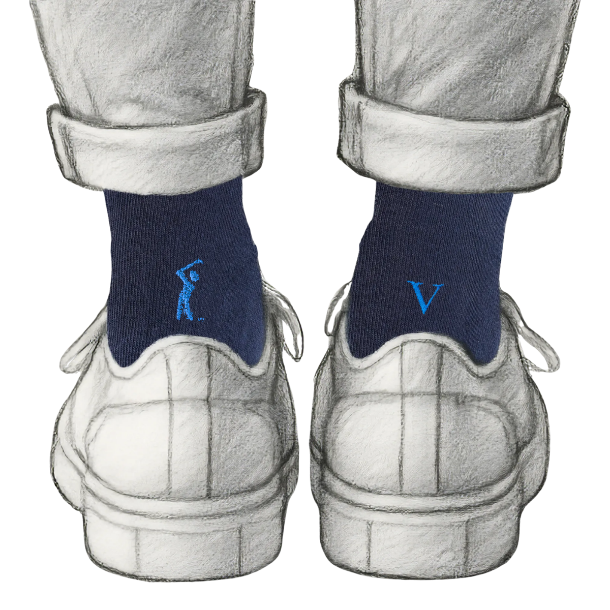 Blaue Herrensocken mit roten Initialen – Stretch-Baumwolle – Größe 40/45 – 101