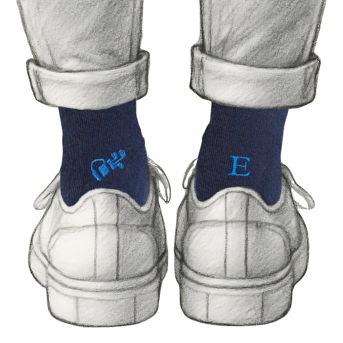 Blaue Herrensocken mit roten Initialen – Stretch-Baumwolle – Größe 40/45 – 101