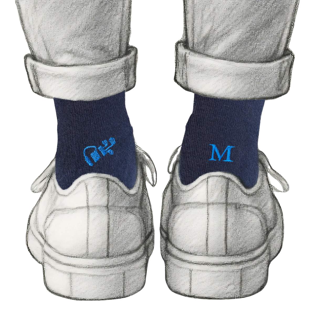 Blaue Herrensocken mit roten Initialen – Stretch-Baumwolle – Größe 40/45 – 101