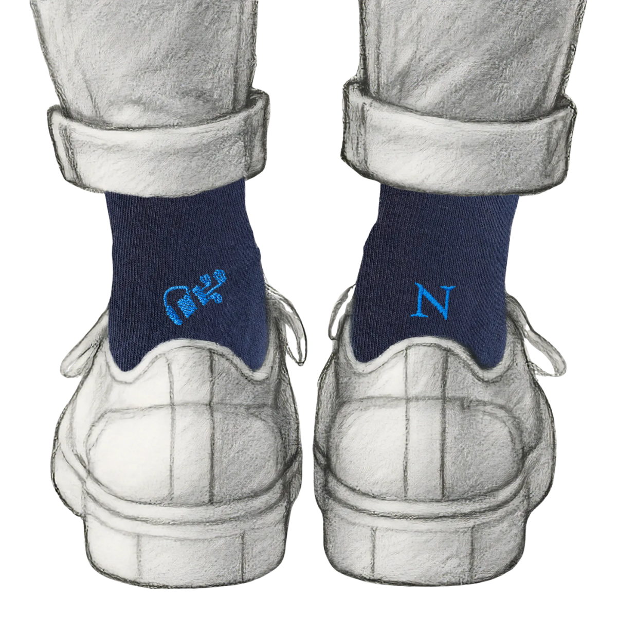 Blaue Herrensocken mit roten Initialen – Stretch-Baumwolle – Größe 40/45 – 101