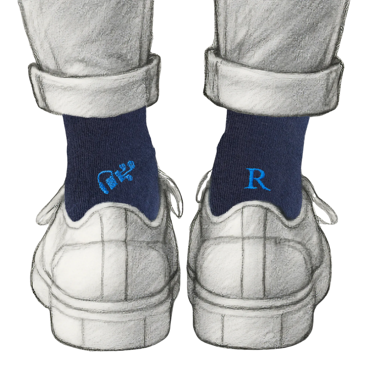 Blaue Herrensocken mit roten Initialen – Stretch-Baumwolle – Größe 40/45 – 101