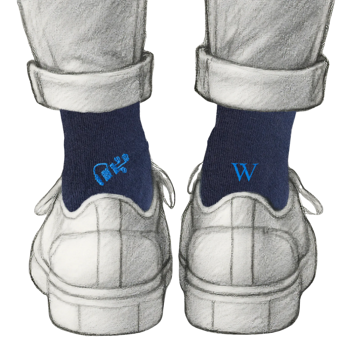 Blaue Herrensocken mit roten Initialen – Stretch-Baumwolle – Größe 40/45 – 101