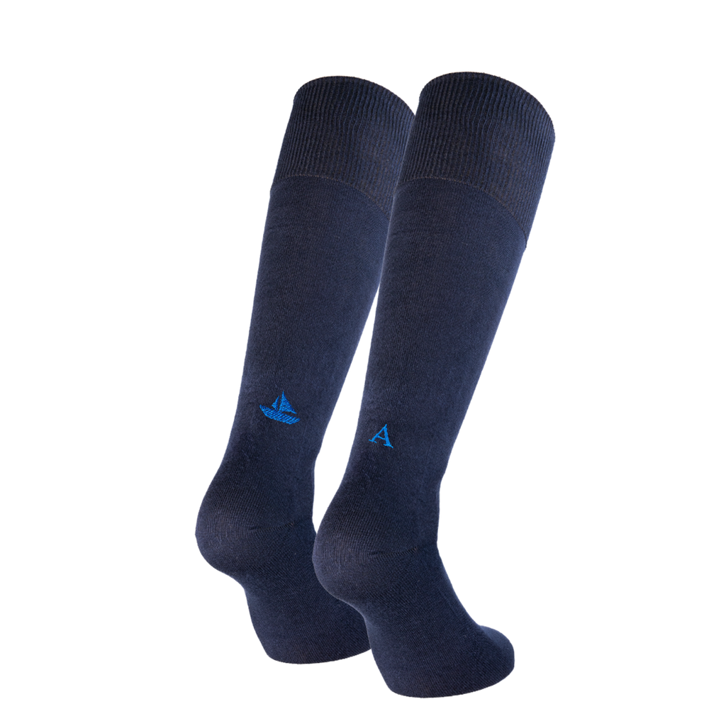 Men's Blue Socks with Red Initials - Stretch Cotton - Size 40/45 - 101