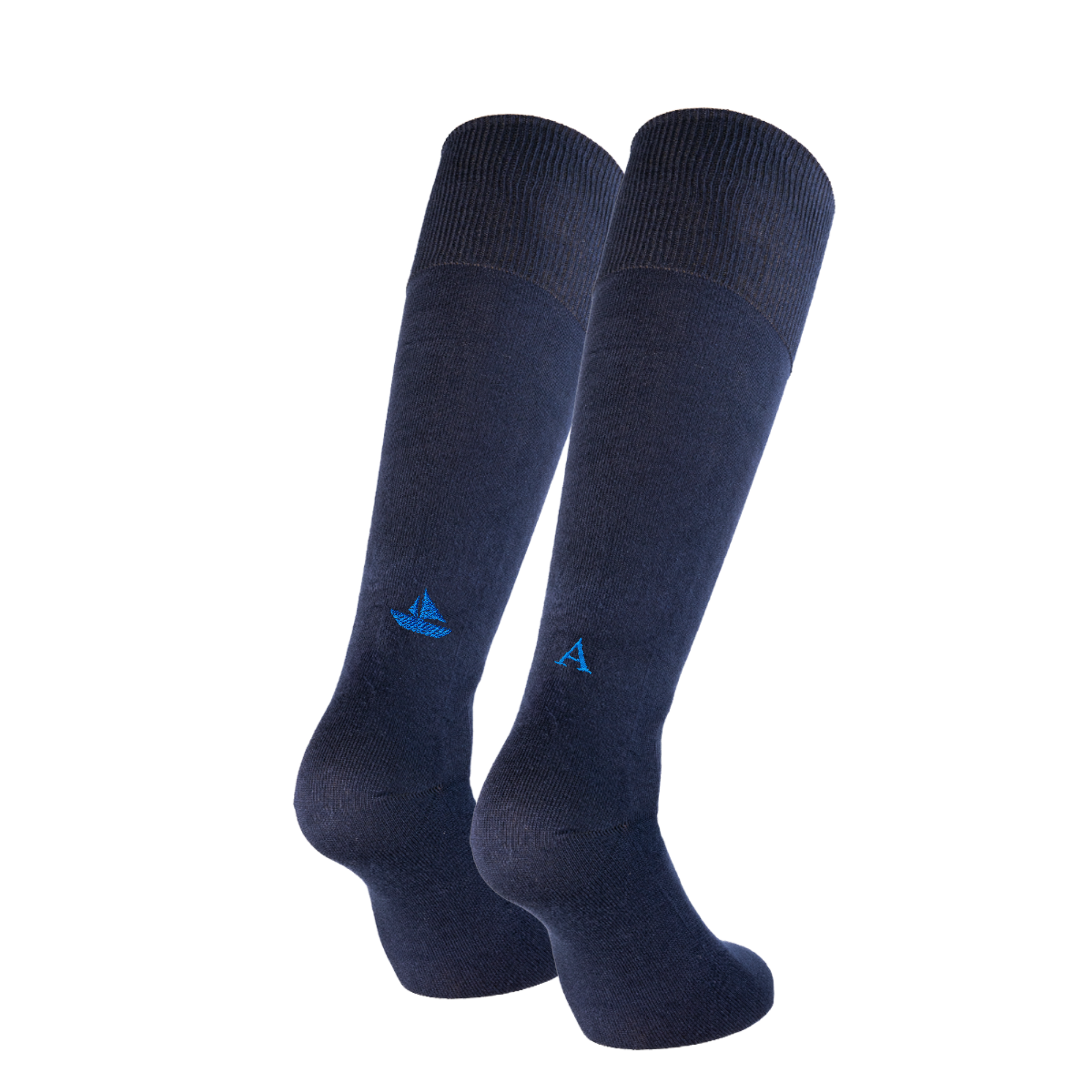 Blaue Herrensocken mit roten Initialen – Stretch-Baumwolle – Größe 40/45 – 101
