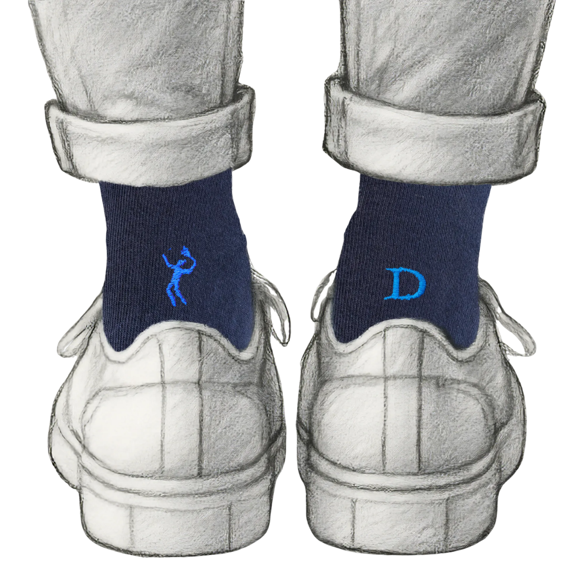 Blaue Herrensocken mit roten Initialen – Stretch-Baumwolle – Größe 40/45 – 101
