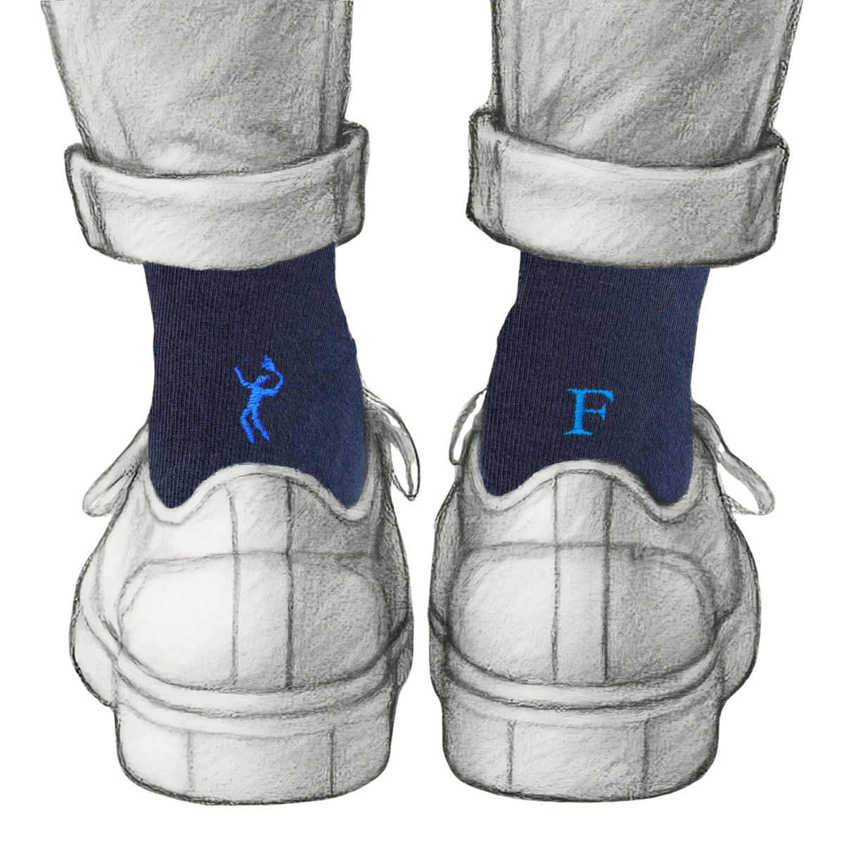 Blaue Herrensocken mit roten Initialen – Stretch-Baumwolle – Größe 40/45 – 101