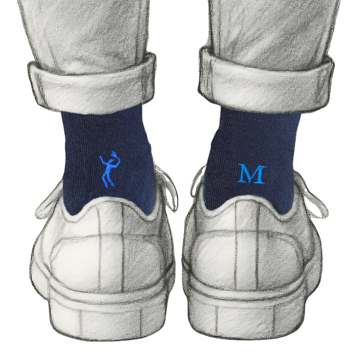 Blaue Herrensocken mit roten Initialen – Stretch-Baumwolle – Größe 40/45 – 101