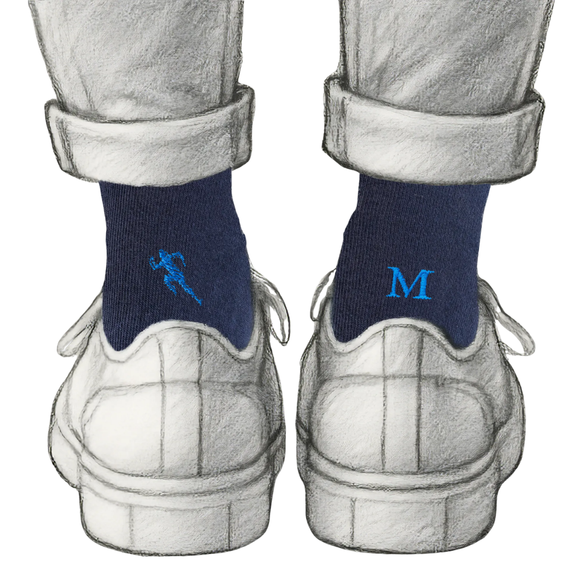 Blaue Herrensocken mit roten Initialen – Stretch-Baumwolle – Größe 40/45 – 101