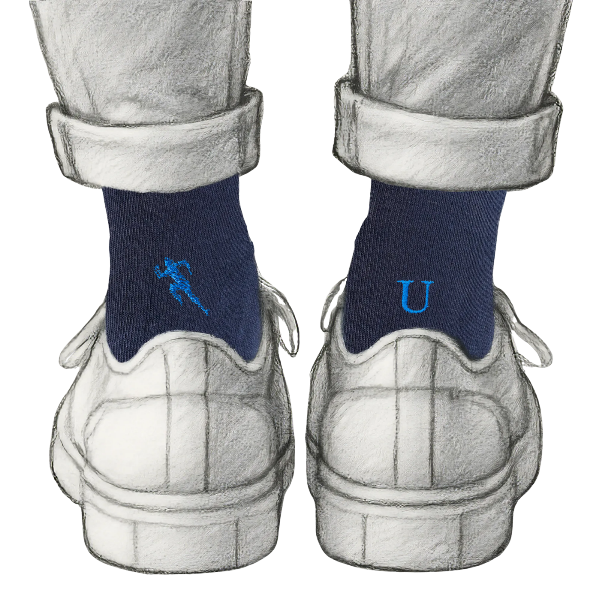 Blaue Herrensocken mit roten Initialen – Stretch-Baumwolle – Größe 40/45 – 101