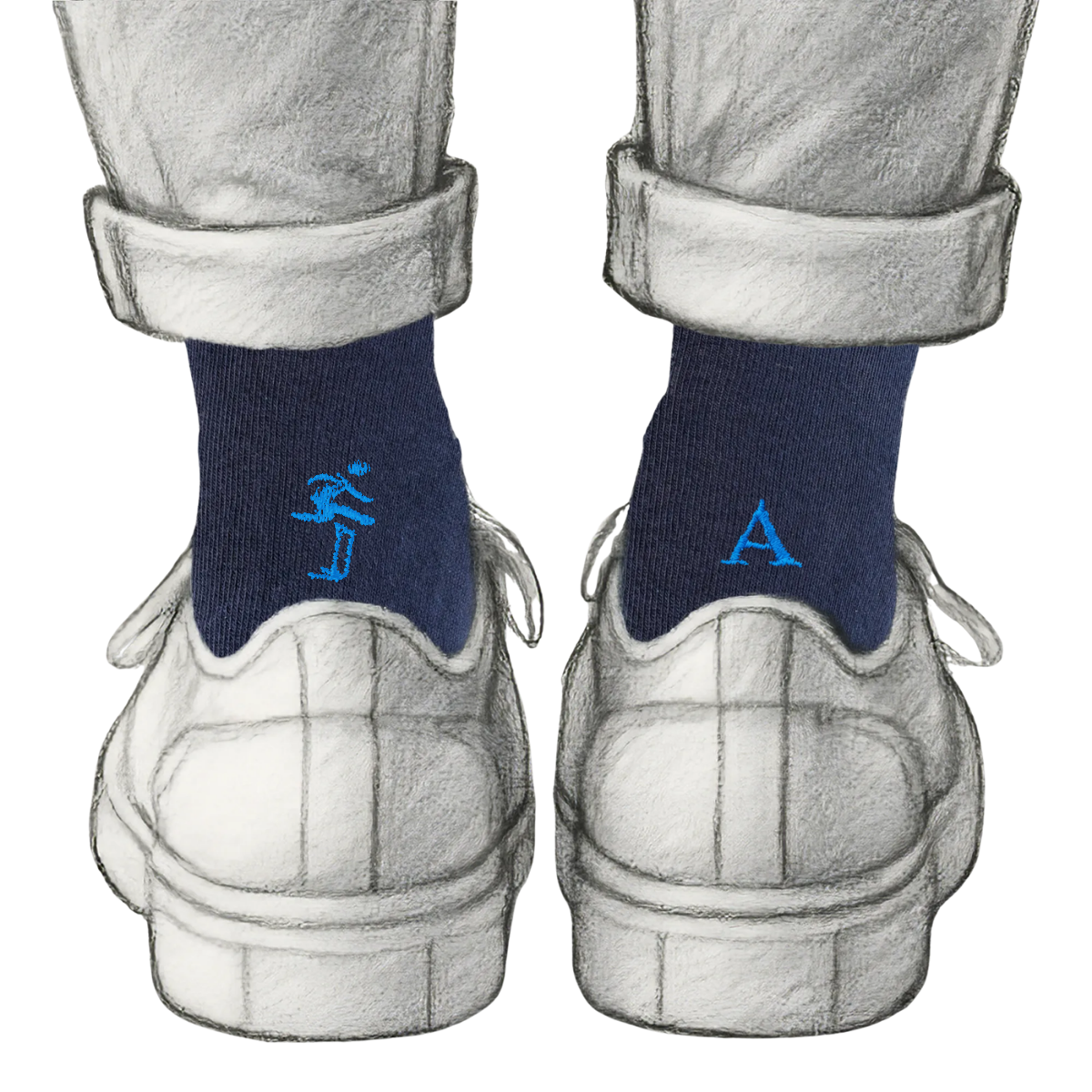Calze Personalizzate Athletics Lovers | Cotone Blu | Ostacolista + Iniziale Ricamata Royal