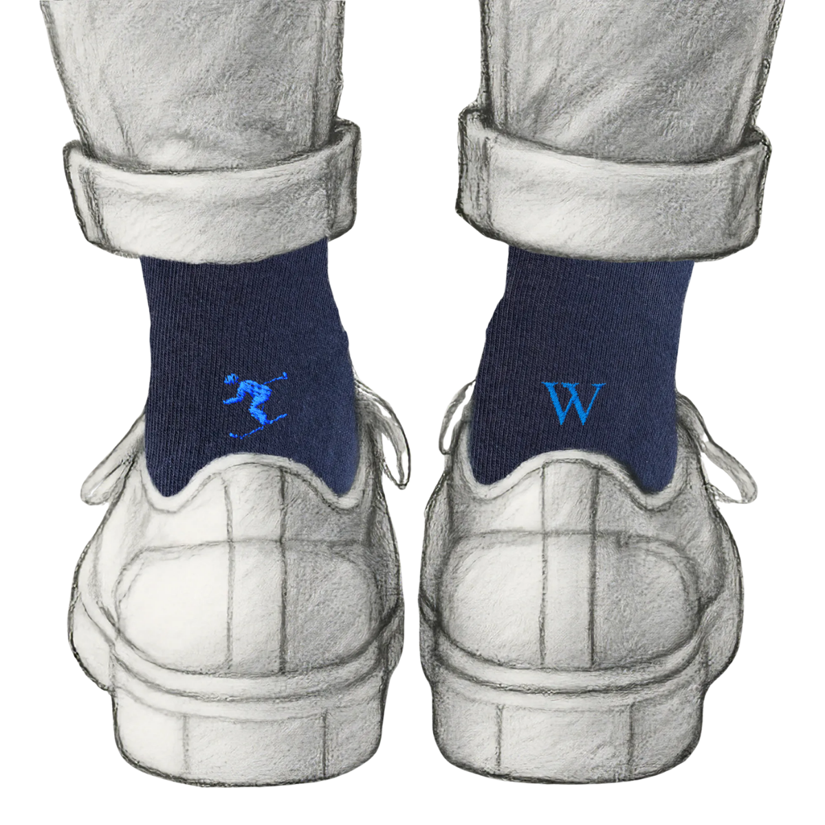 Blaue Herrensocken mit roten Initialen – Stretch-Baumwolle – Größe 40/45 – 101