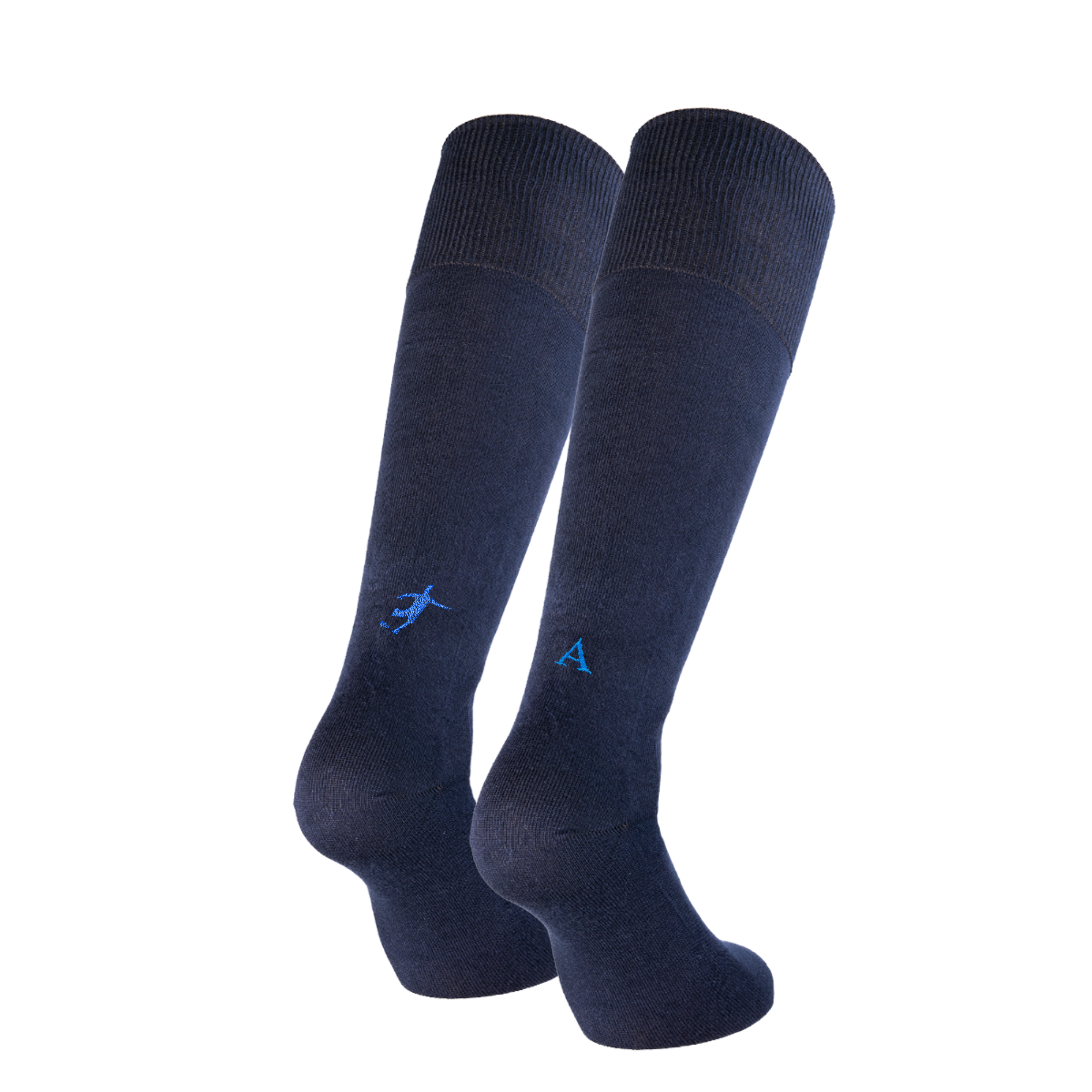 Blaue Herrensocken mit roten Initialen – Stretch-Baumwolle – Größe 40/45 – 101