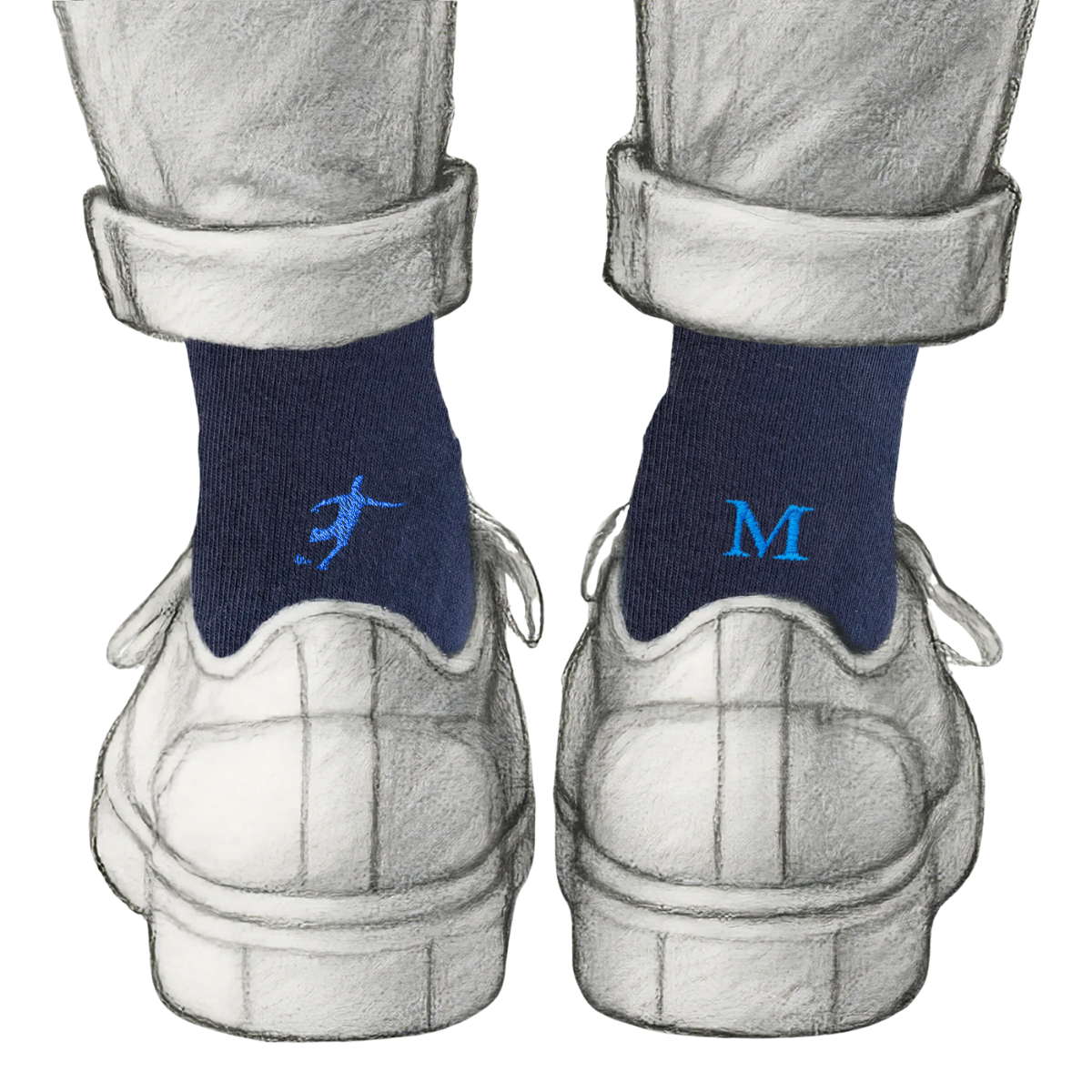 Blaue Herrensocken mit roten Initialen – Stretch-Baumwolle – Größe 40/45 – 101