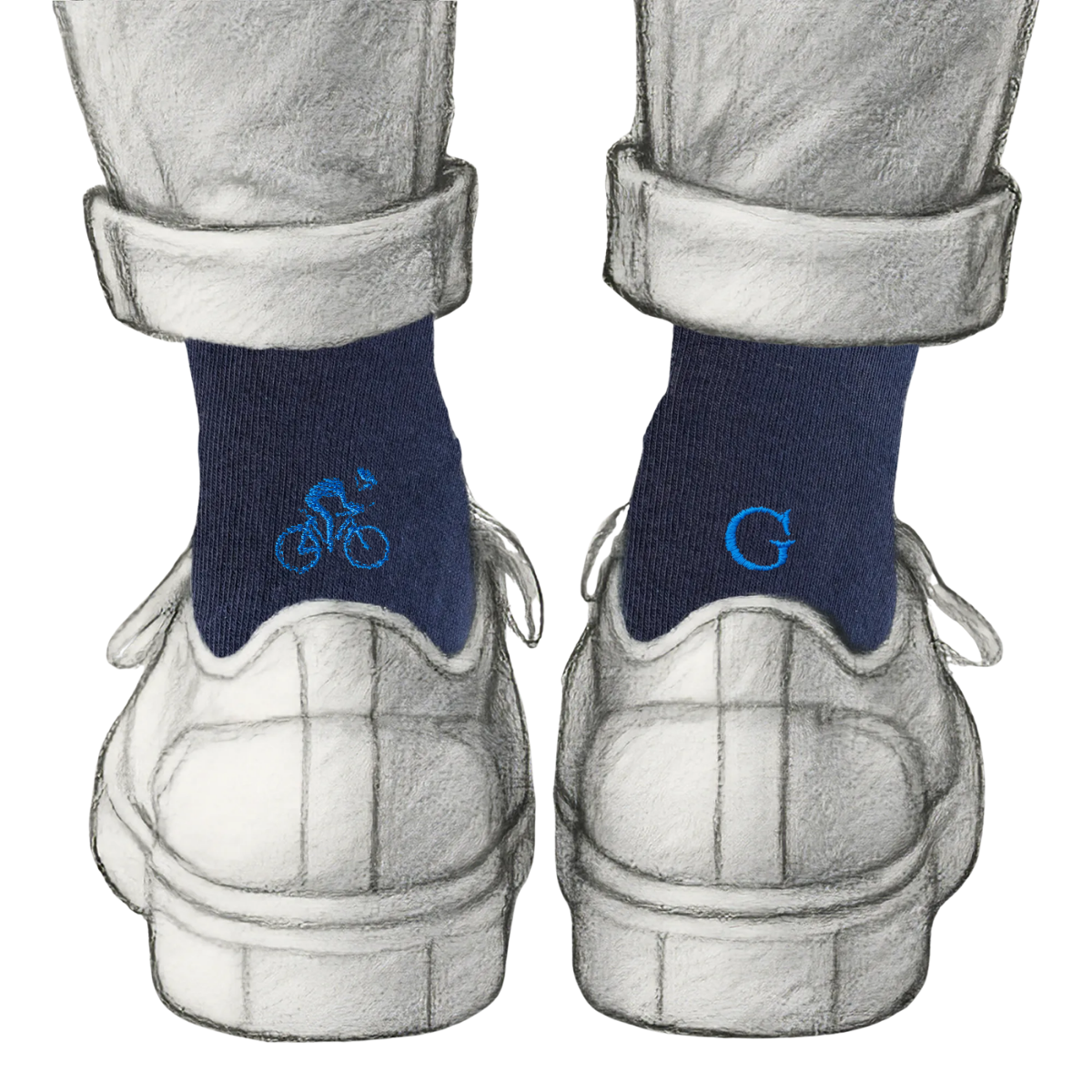 Blaue Herrensocken mit roten Initialen – Stretch-Baumwolle – Größe 40/45 – 101