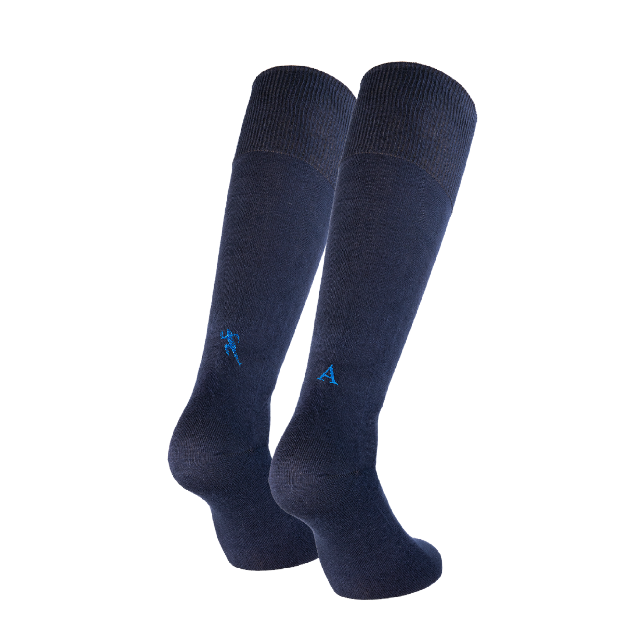 Blaue Herrensocken mit roten Initialen – Stretch-Baumwolle – Größe 40/45 – 101