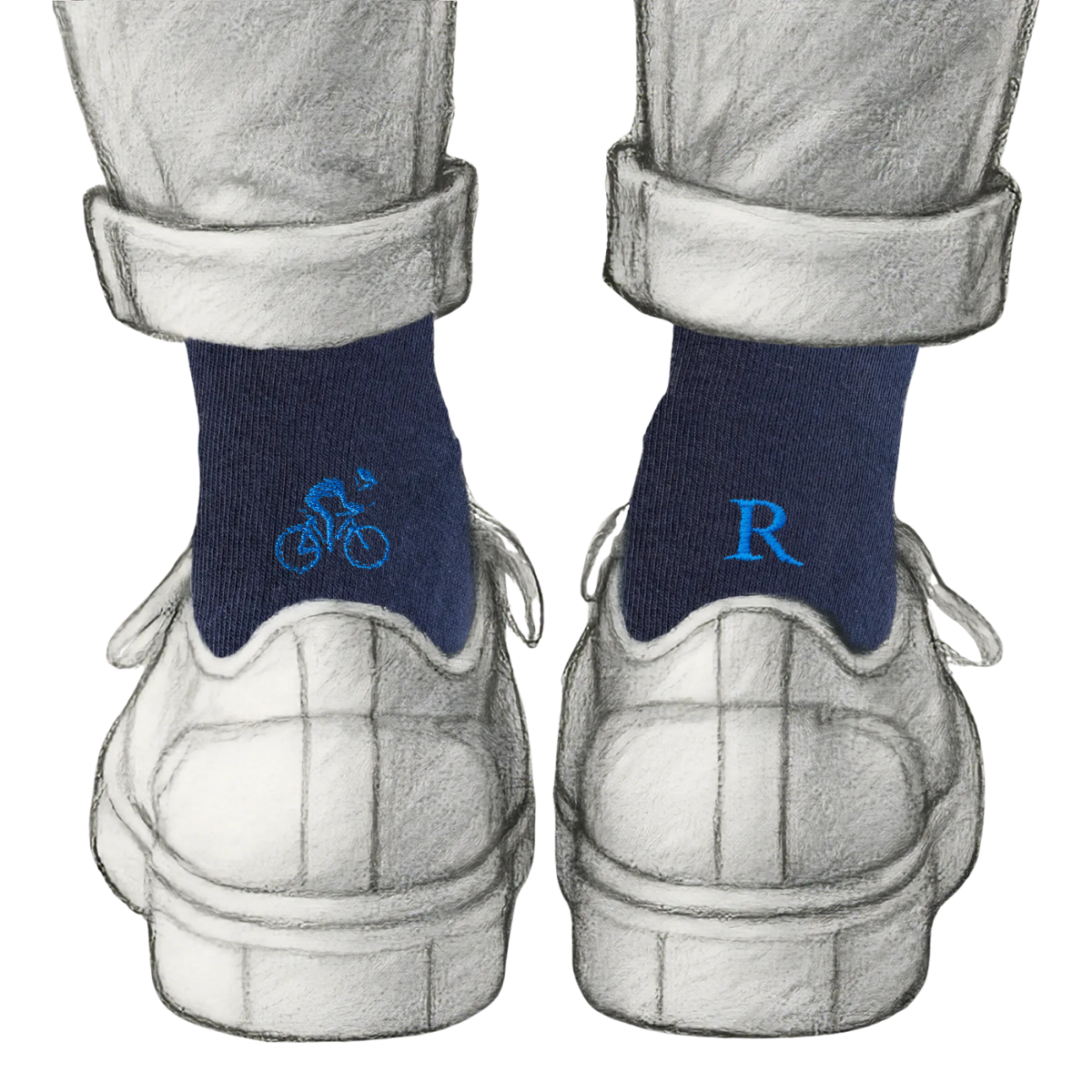 Blaue Herrensocken mit roten Initialen – Stretch-Baumwolle – Größe 40/45 – 101
