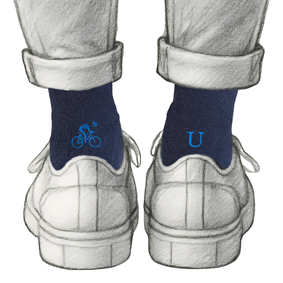 Blaue Herrensocken mit roten Initialen – Stretch-Baumwolle – Größe 40/45 – 101