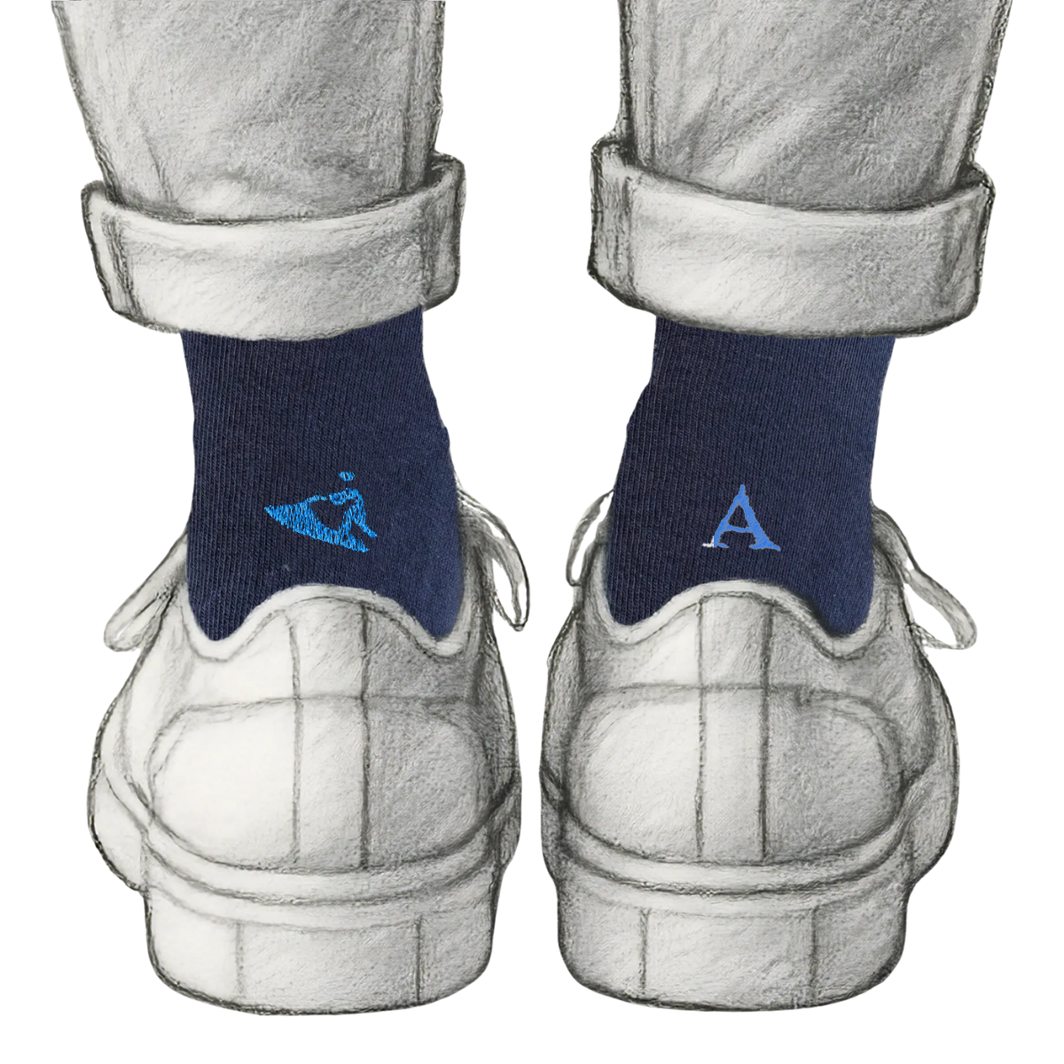 Calze Personalizzate Jet Ski Lovers | Cotone Blu | Jet Ski + Iniziale Ricamata Royal