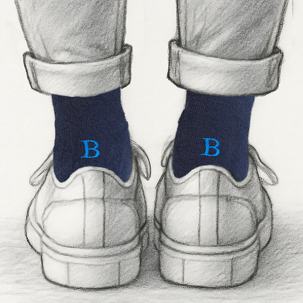 Calcetines azules para hombre con iniciales rojas - Algodón elástico - Talla 40/45 - 101