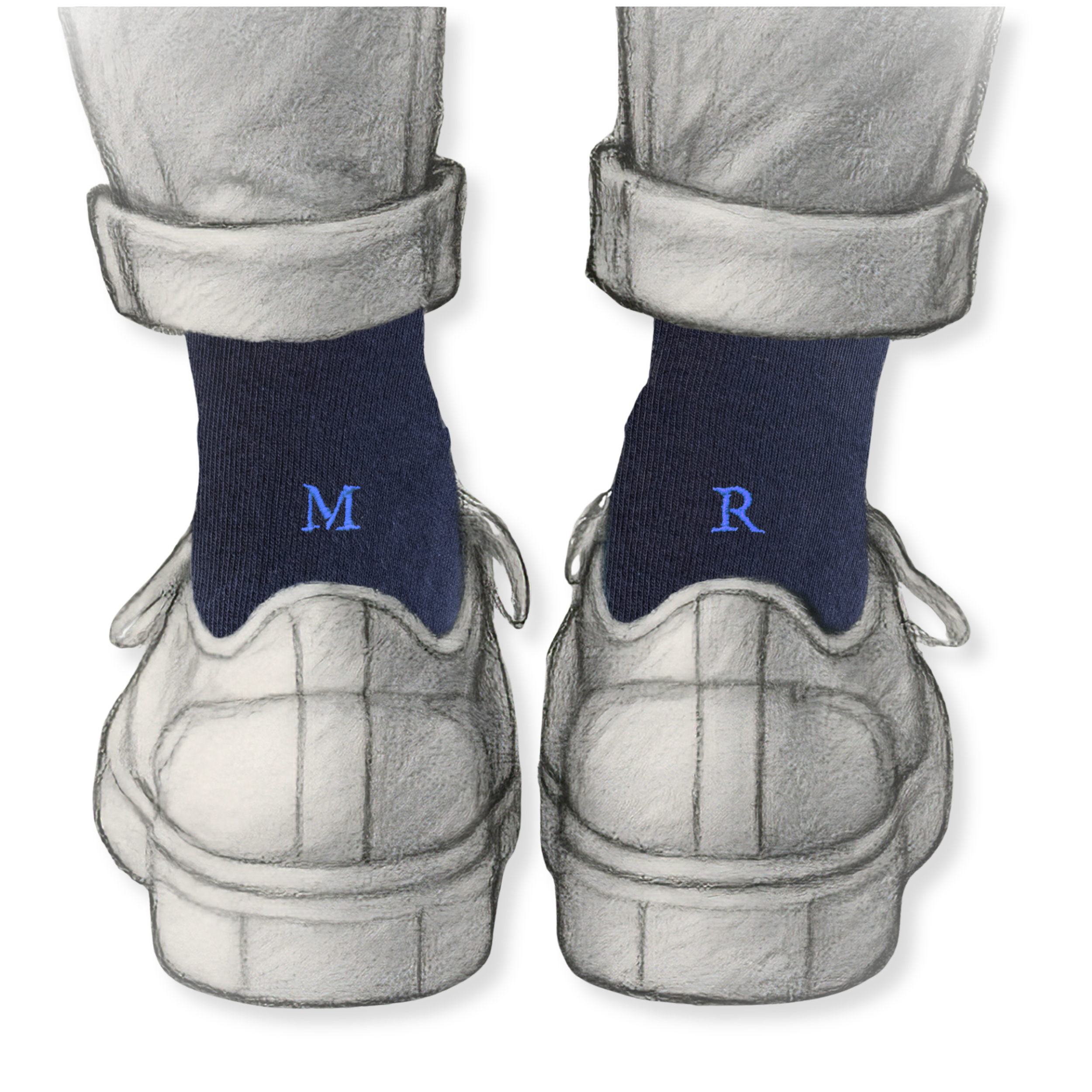 Calze Uomo Cotone Stretch | Blu Iniziali Ricamate Blu Royal | Taglia 40/45 | Lunghezza Ginocchio