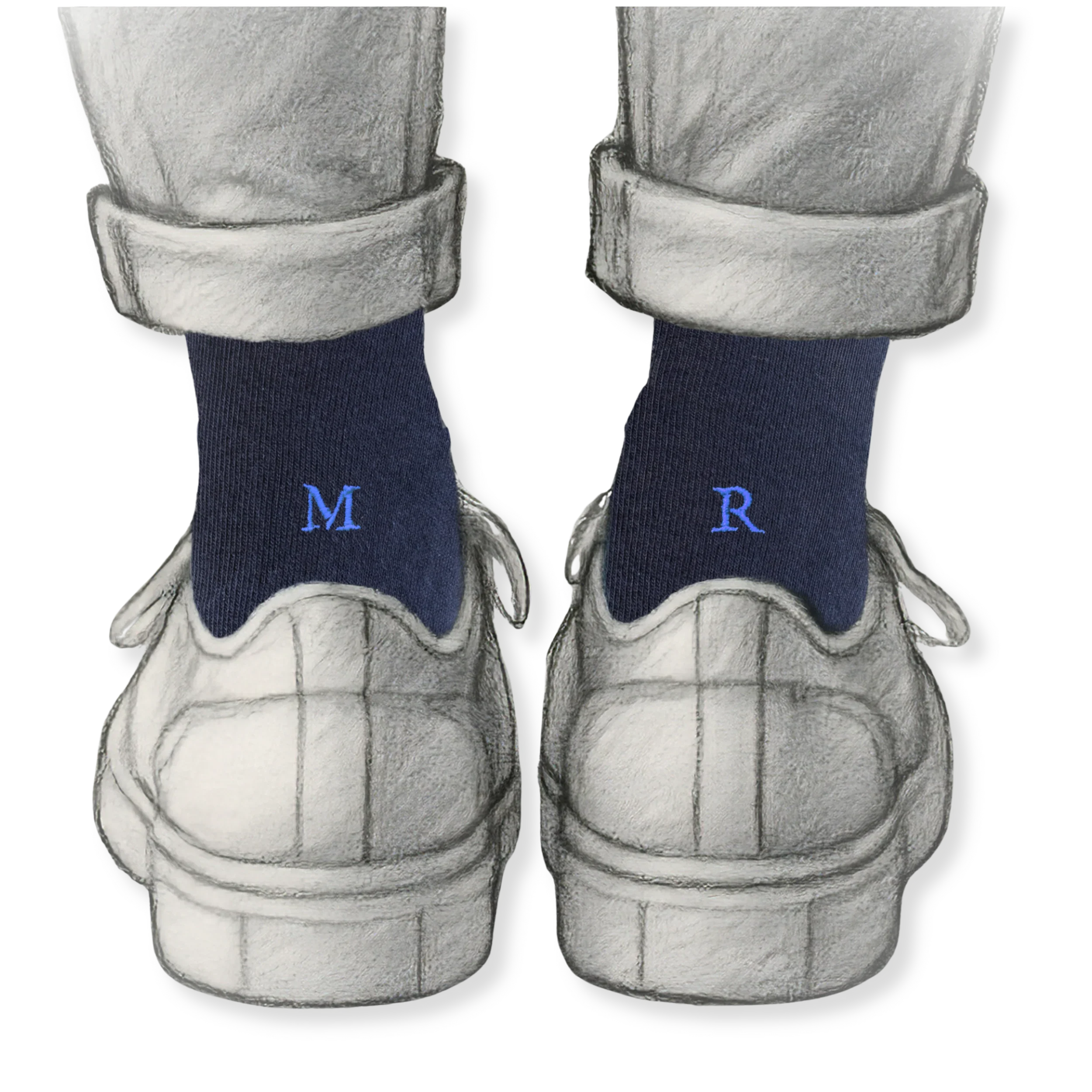 Calze Uomo Cotone Stretch | Blu Iniziali Ricamate Royal | Taglia 40/45 | Lunghezza Ginocchio - 40|45