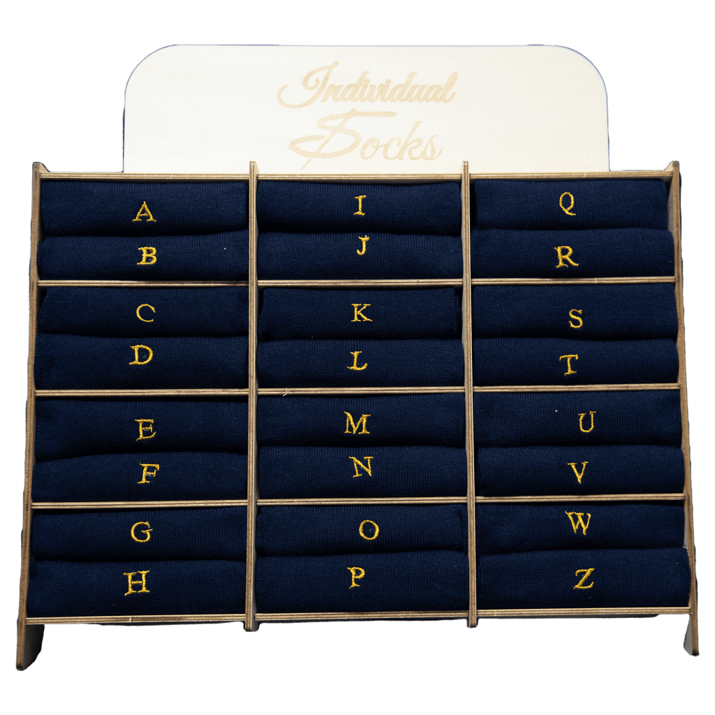 Calze Uomo Cotone Stretch | Blu Iniziali Ricamate Senape | Taglia 40/45 | Lunghezza Ginocchio