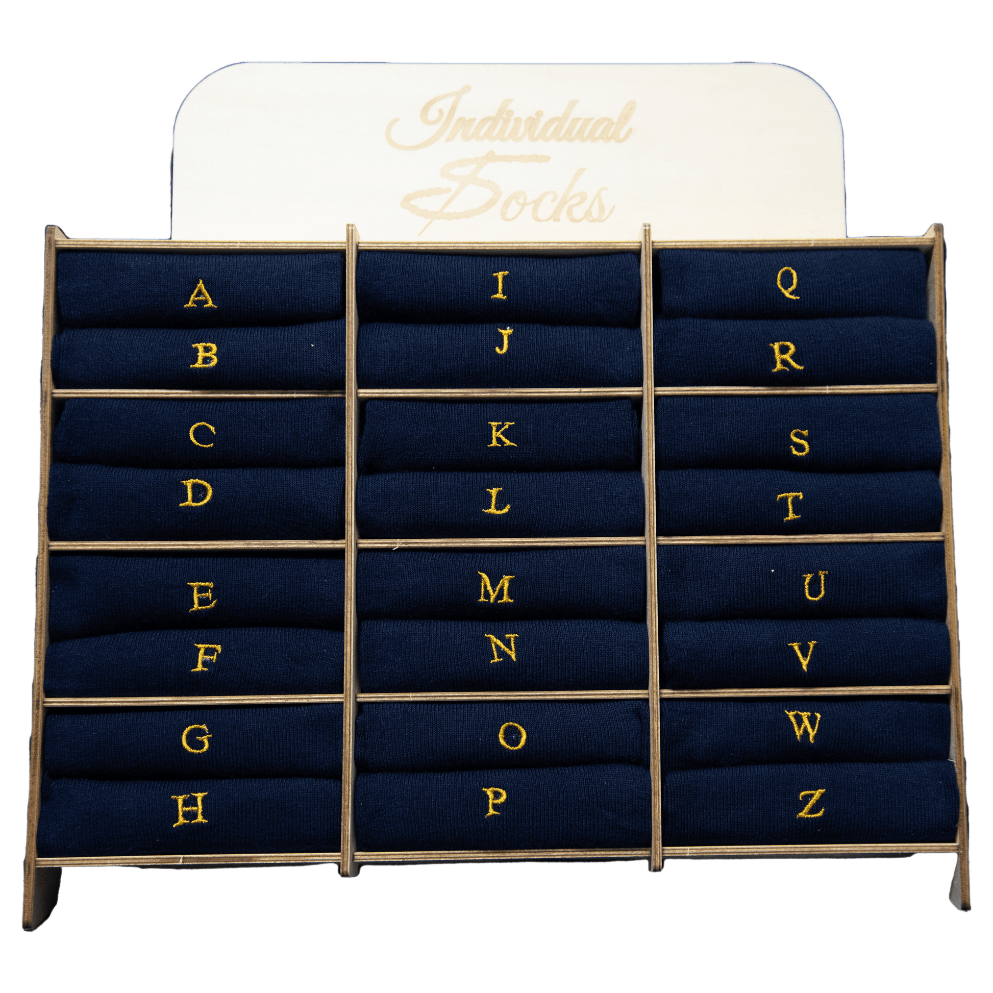 Calze Uomo Cotone Stretch | Blu Iniziali Ricamate Senape | Taglia 40/45 | Lunghezza Ginocchio
