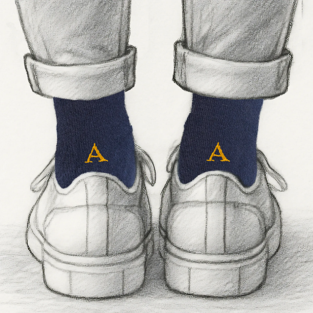Calcetines azules para hombre con iniciales rojas - Algodón elástico - Talla 40/45 - 101