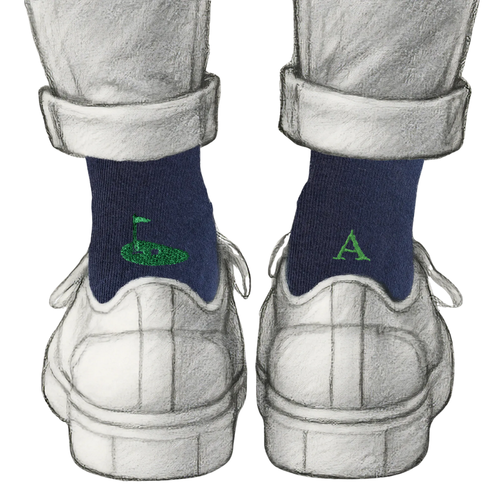 Men's Blue Socks with Red Initials - Stretch Cotton - Size 40/45 - 101