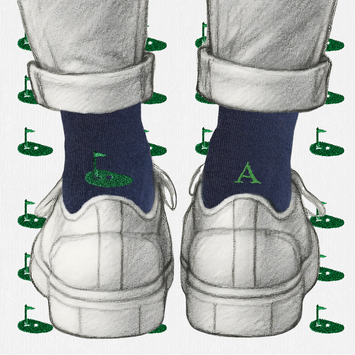 Blaue Herrensocken mit roten Initialen – Stretch-Baumwolle – Größe 40/45 – 101