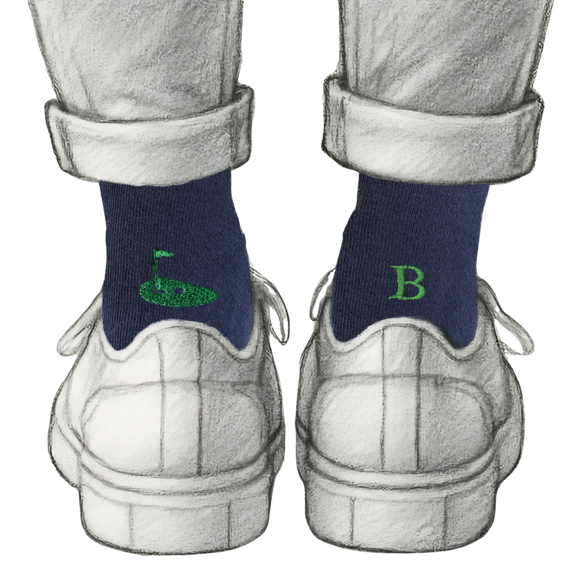 Blaue Herrensocken mit roten Initialen – Stretch-Baumwolle – Größe 40/45 – 101