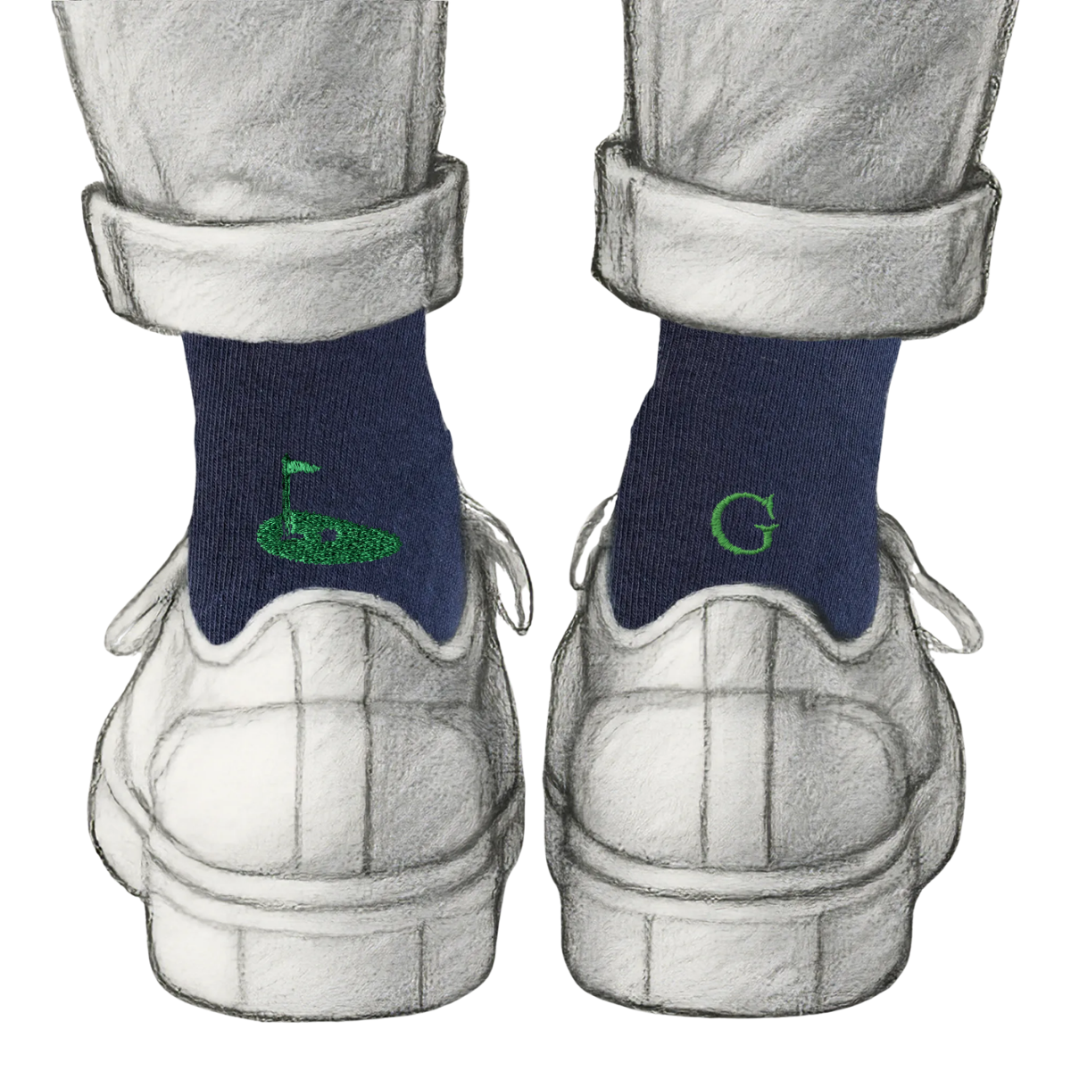 Blaue Herrensocken mit roten Initialen – Stretch-Baumwolle – Größe 40/45 – 101