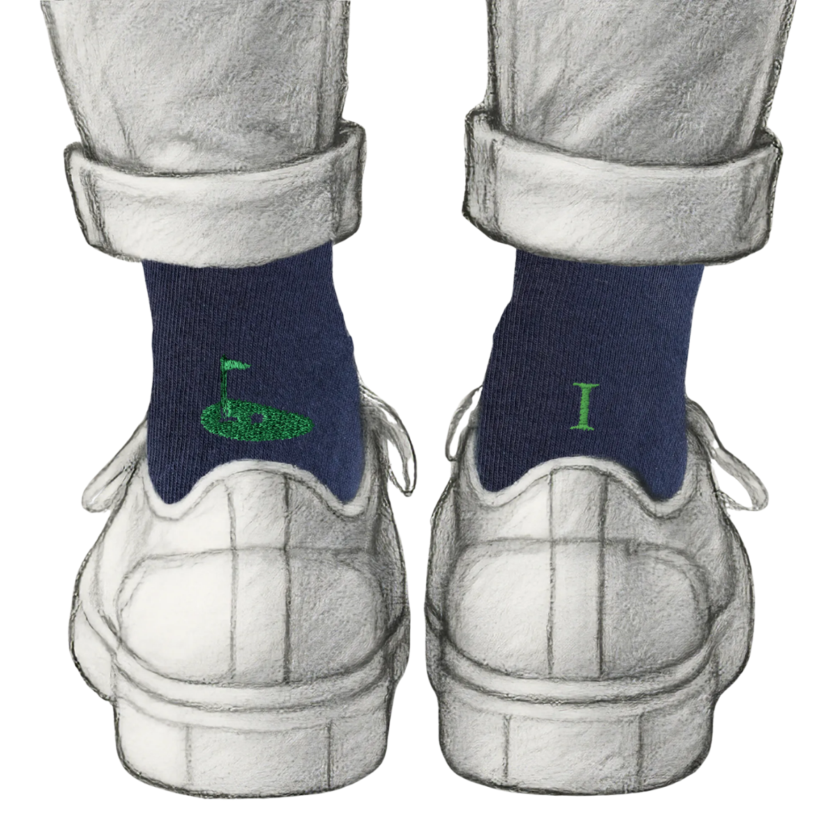 Blaue Herrensocken mit roten Initialen – Stretch-Baumwolle – Größe 40/45 – 101