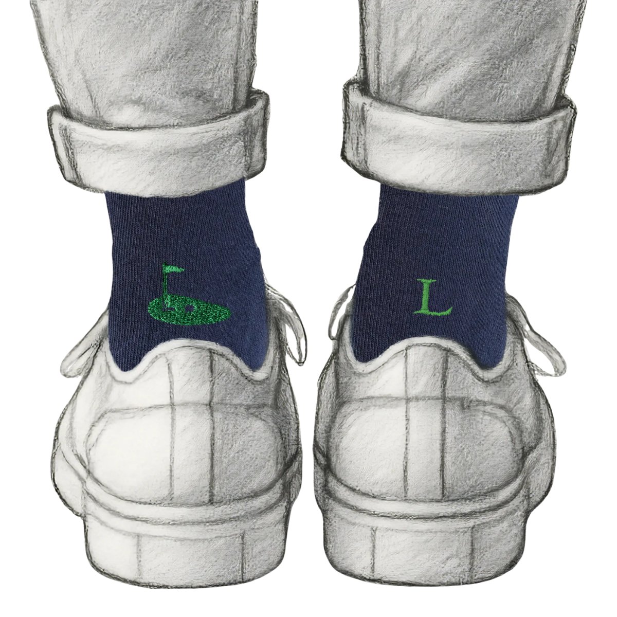 Blaue Herrensocken mit roten Initialen – Stretch-Baumwolle – Größe 40/45 – 101