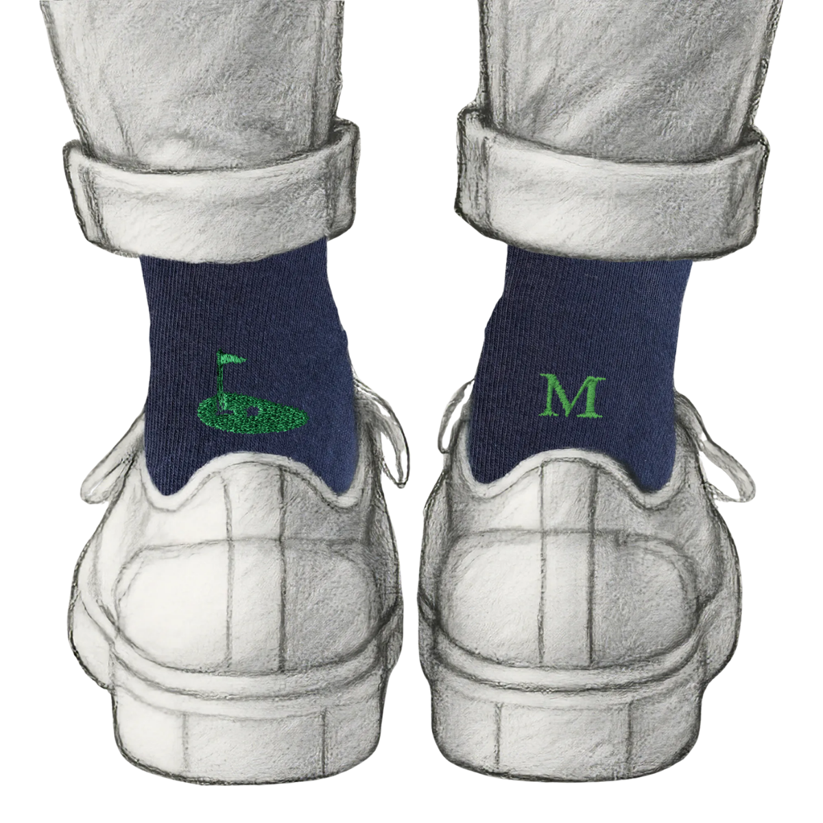 Blaue Herrensocken mit roten Initialen – Stretch-Baumwolle – Größe 40/45 – 101