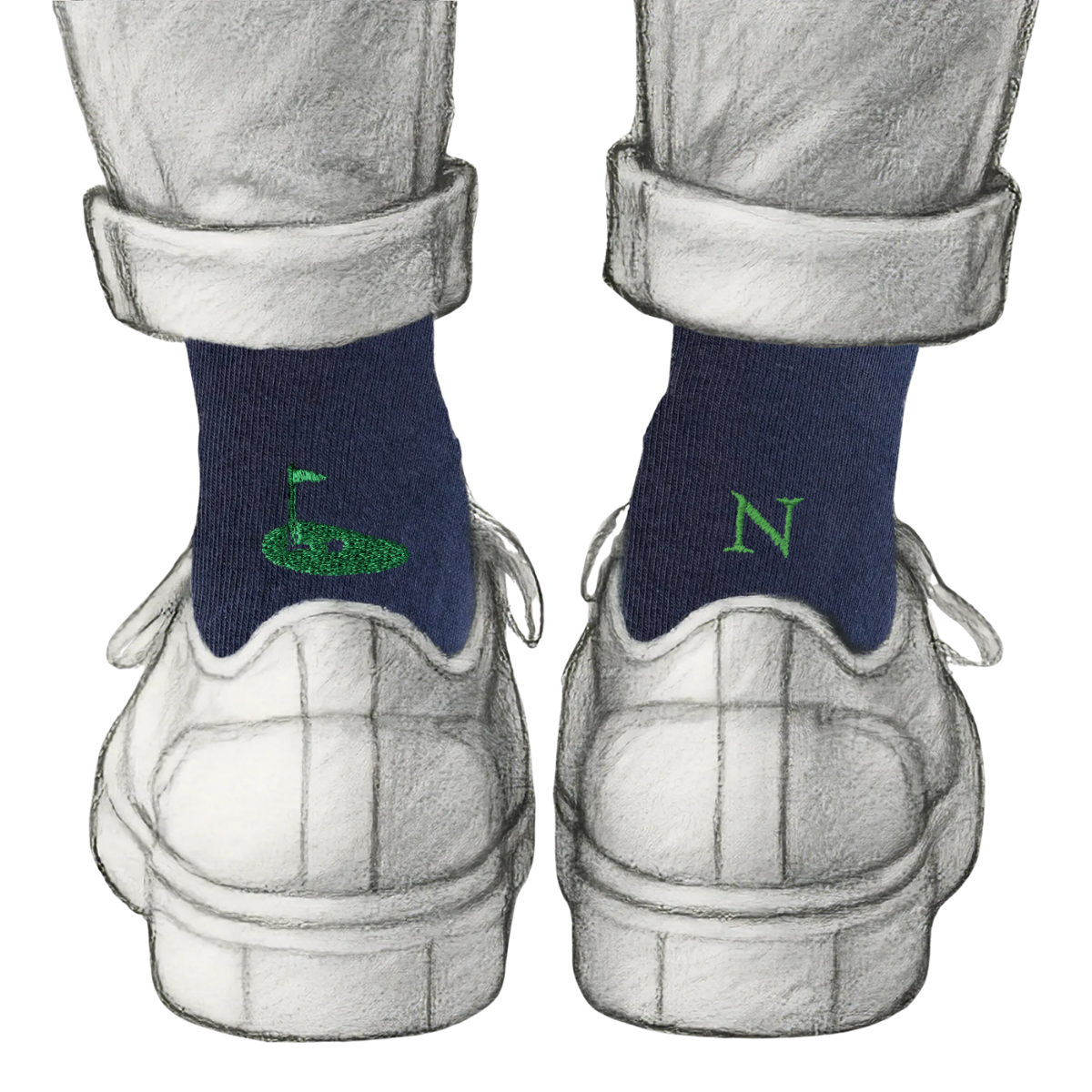 Blaue Herrensocken mit roten Initialen – Stretch-Baumwolle – Größe 40/45 – 101